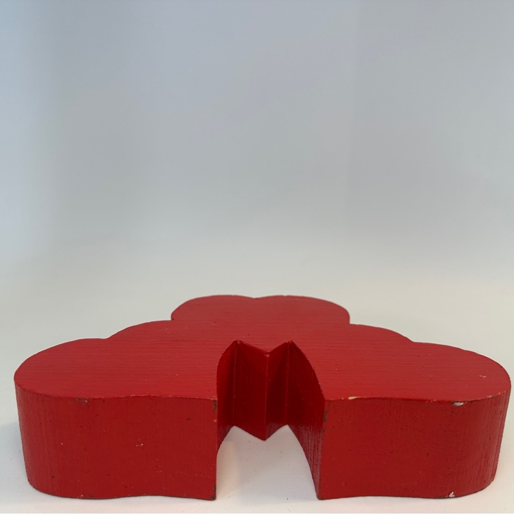 VTG Hand Painted Wooden Scandinavian Three Hearts Heart Taper Candle Holder Deco - Picture 3 of 9